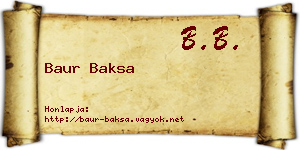 Baur Baksa névjegykártya